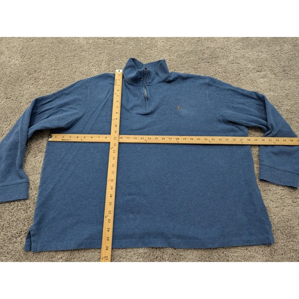 Polo Ralph Lauren‎ Sweatshirt Mens XXL Pullover Estate Rib Blue 1/4 Zip